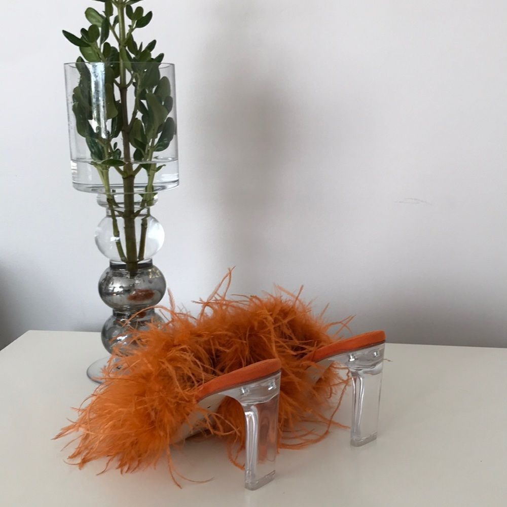 Jeffrey Campbell Daisy Feather  Boa Heels size 10 - Picture 5 of 16